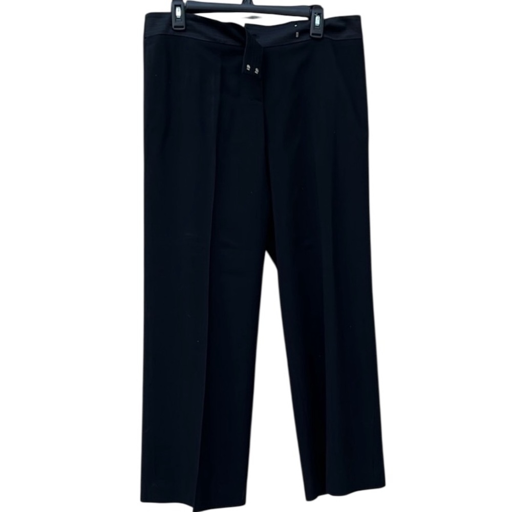 Adrienne Vittadini size 12 Black high rise wide leg dress Pants